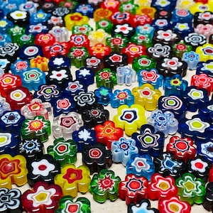 30 Millefiori Flower Glass Cabochons