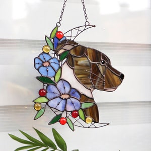 Custom pets portrait Dog Cat Stained glass Suncatcher Decor wall and window decor Personalized gift idea Custom portrait from photo