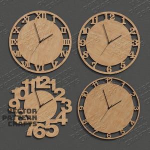 Wooden wall clock numbers bundle laser cut svg file Glowforge decorative wall clock svg cricut Wall clock numbers dxf cnc vector pattern