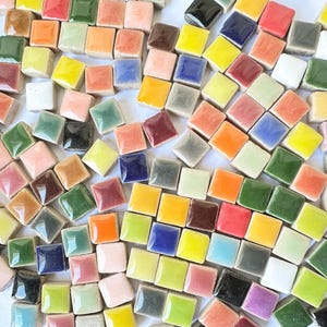 200pcs Square Ceramic Mosaic Tiles. 32 color for choose.Colorful Ceramics Mosaic.Glass Pieces for Mosaics,Glazed Ceramic Shaped Mosaic Tiles