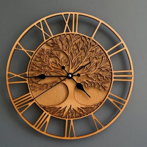 Tree of Life Wall Clock Laser Cut Design – Digital Download (svg, dxf, eps, png, pdf)