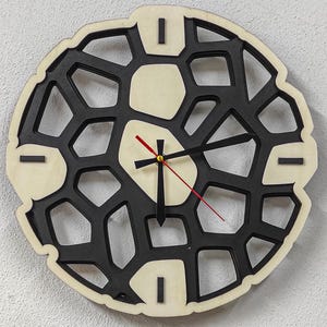 Modern organic wall clock, original digital design - svg, dxf for CNC laser cutting of 3mm plywood, laser cutting file, instant download